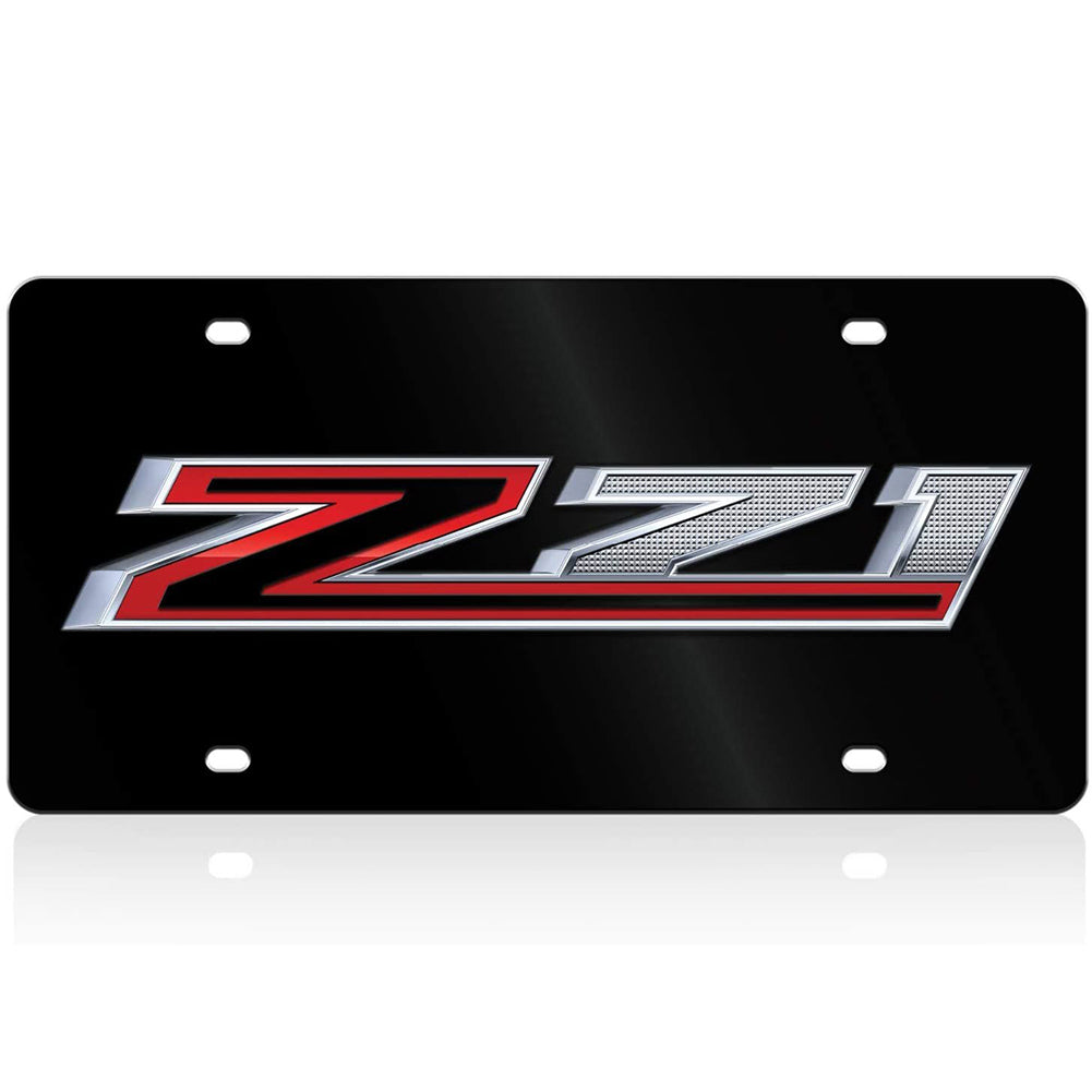 2019-2023 Chevrolet Z71 License Plate - Black Lazer-Tag Acrylic-SR1 Performance