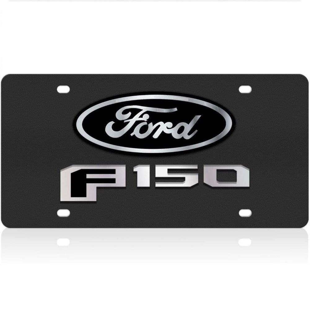 Ford F-150 License Plate - Black Carbon Steel with Mirrored Logo-SR1 Performance