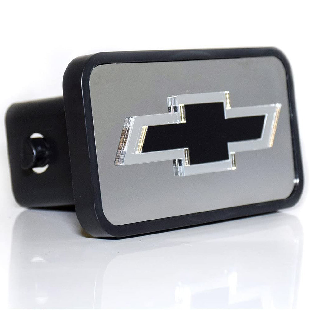 Chevrolet Bowtie Euro-Hitch Plug - Black with Stainless Steel Plate Insert-SR1 Performance