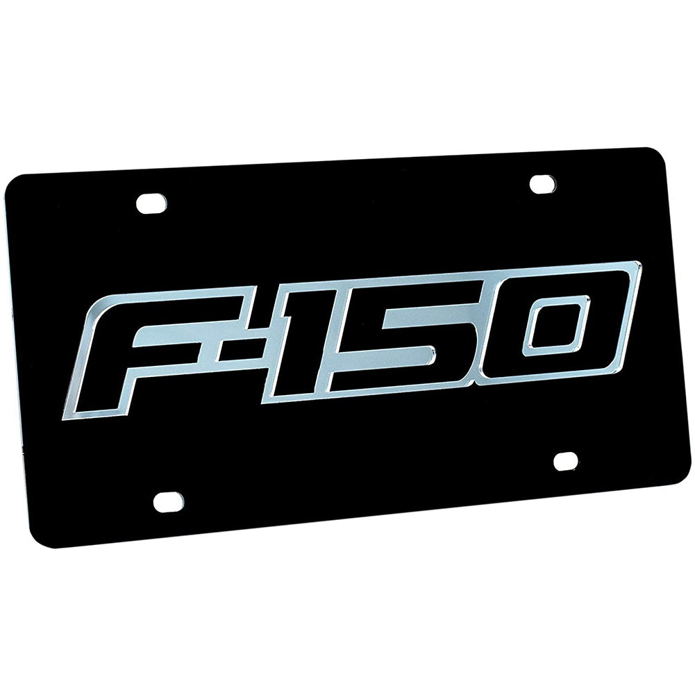 Ford F150 License Plate - Black Laser Acrylic with Mirrored Logo-SR1 Performance