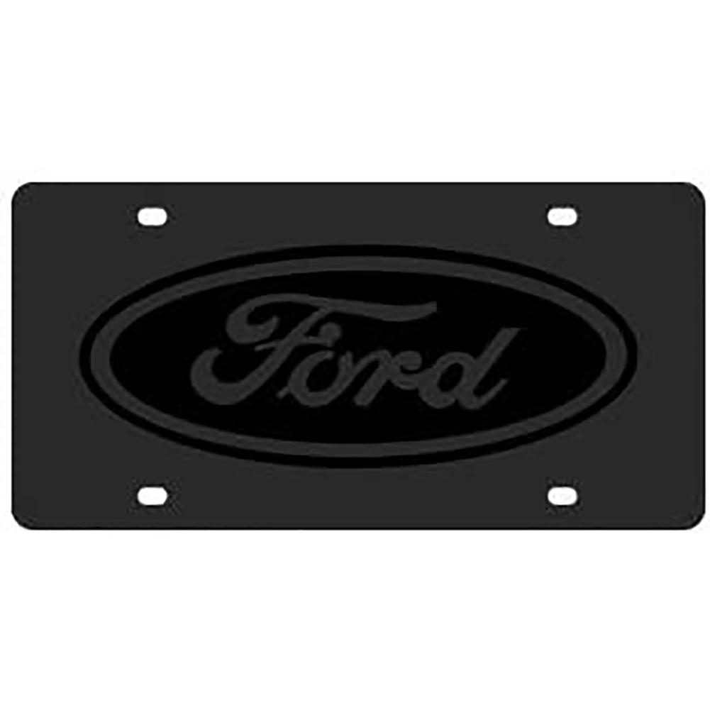 Ford License Plate - Black Carbon Steel with Black Logo-SR1 Performance