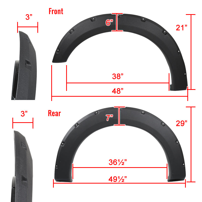 2015-2017 Ford F-150 Styleside Textured Rivet Style Fender Flares