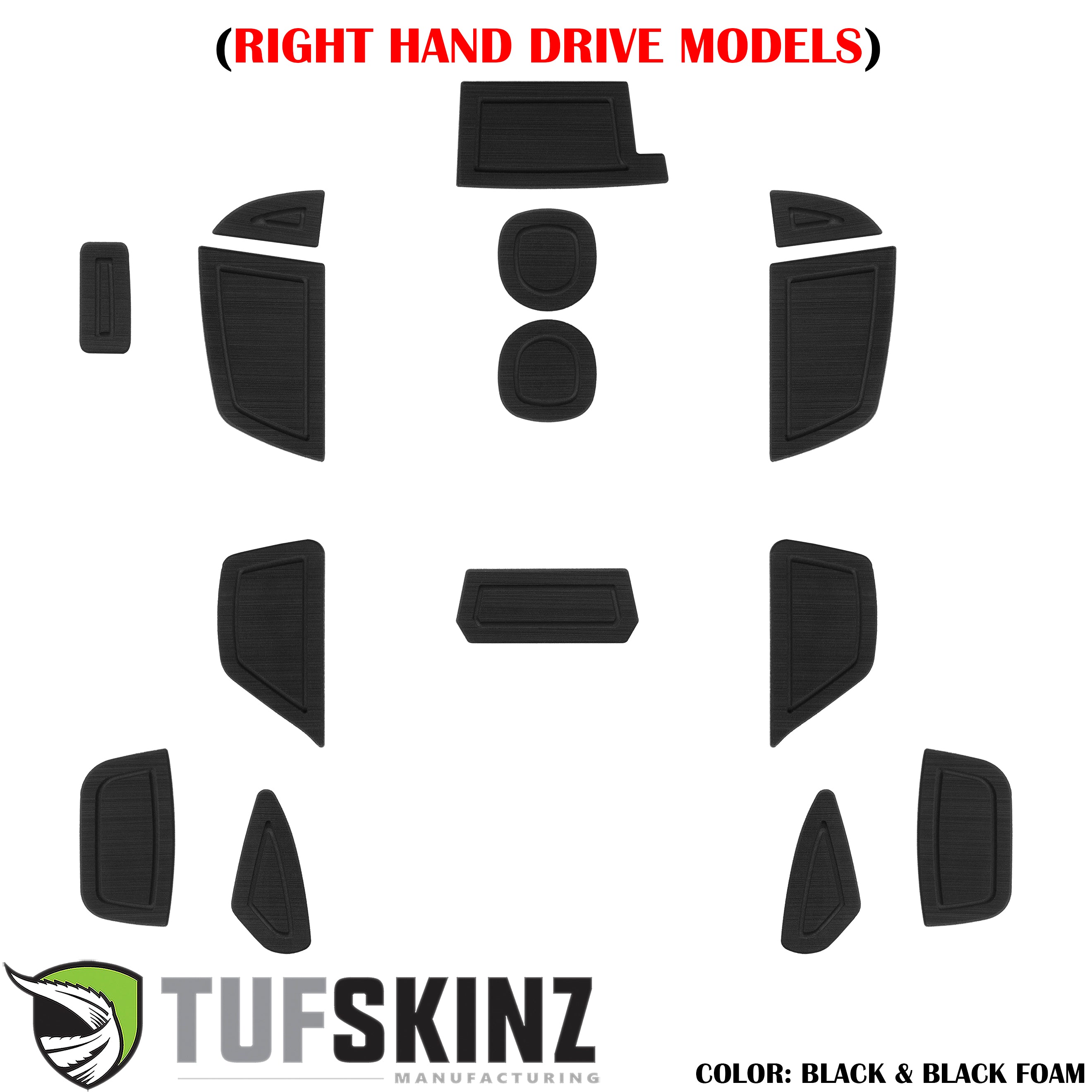 (RHD)Interior Foam Inserts Fits 2016-2018 Ford Focus Black/Black