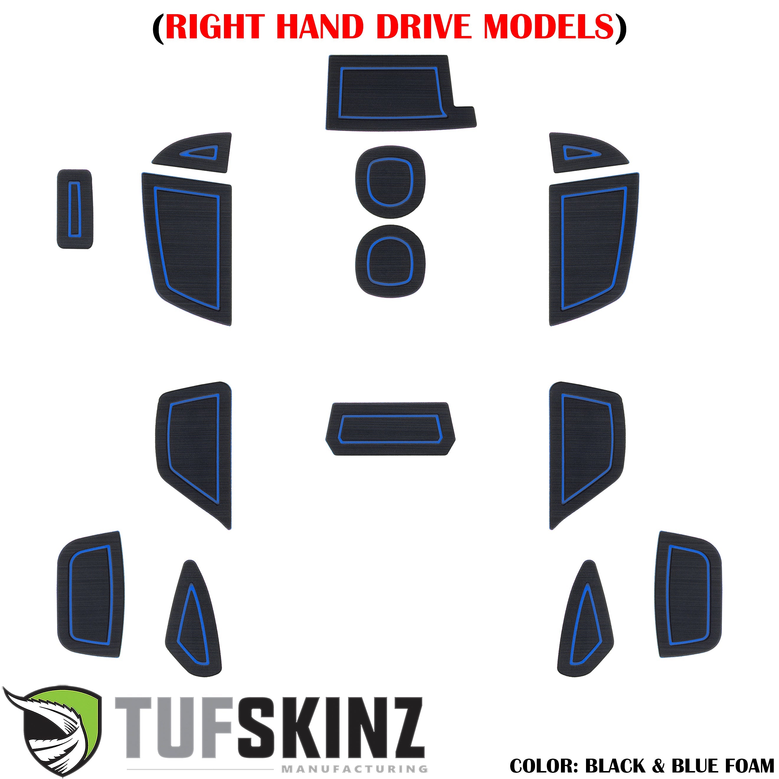 (RHD)Interior Foam Inserts Fits 2016-2018 Ford Focus Black/Blue