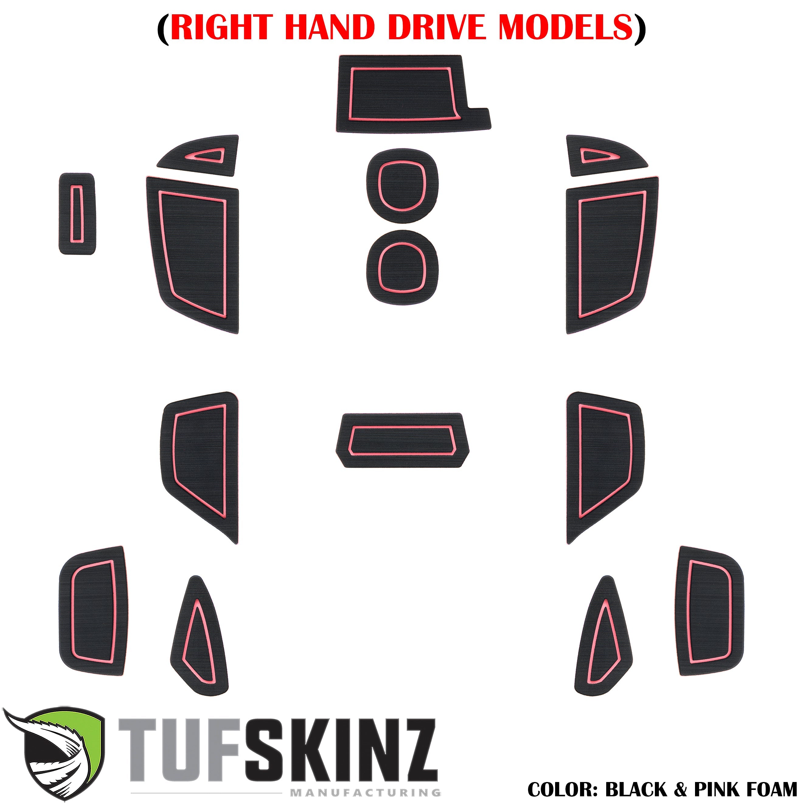 (RHD)Interior Foam Inserts Fits 2016-2018 Ford Focus Black/Pink
