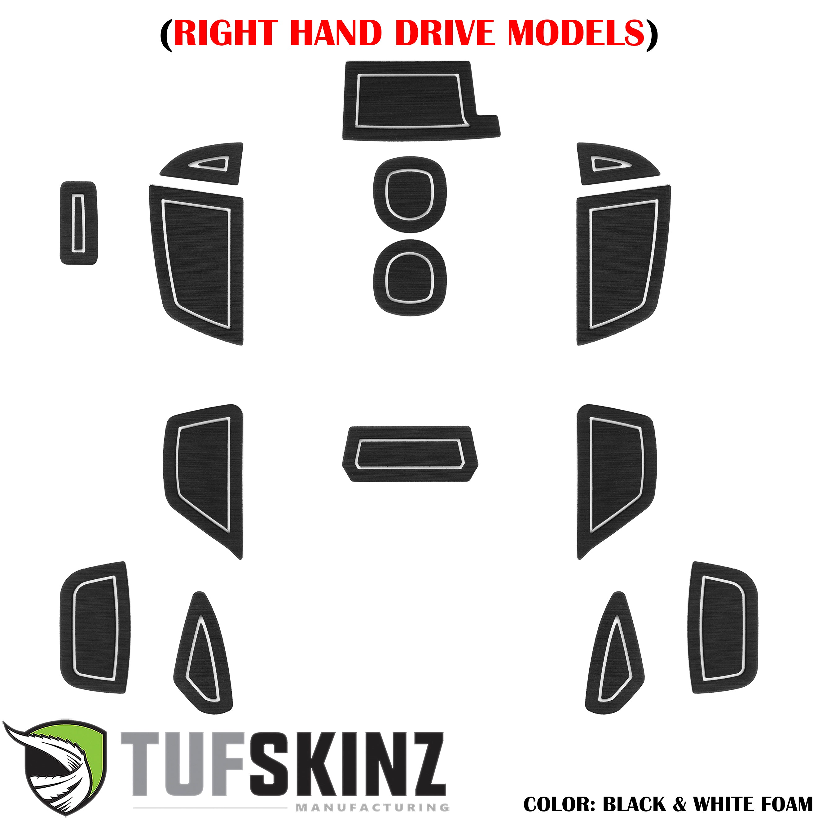 (RHD)Interior Foam Inserts Fits 2016-2018 Ford Focus Black/White