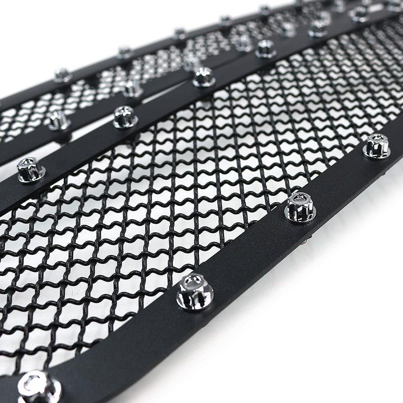 2005-2007 Chevrolet Silverado Rivet Style Black Stainless Steel 2PC Mesh Grille Insert
