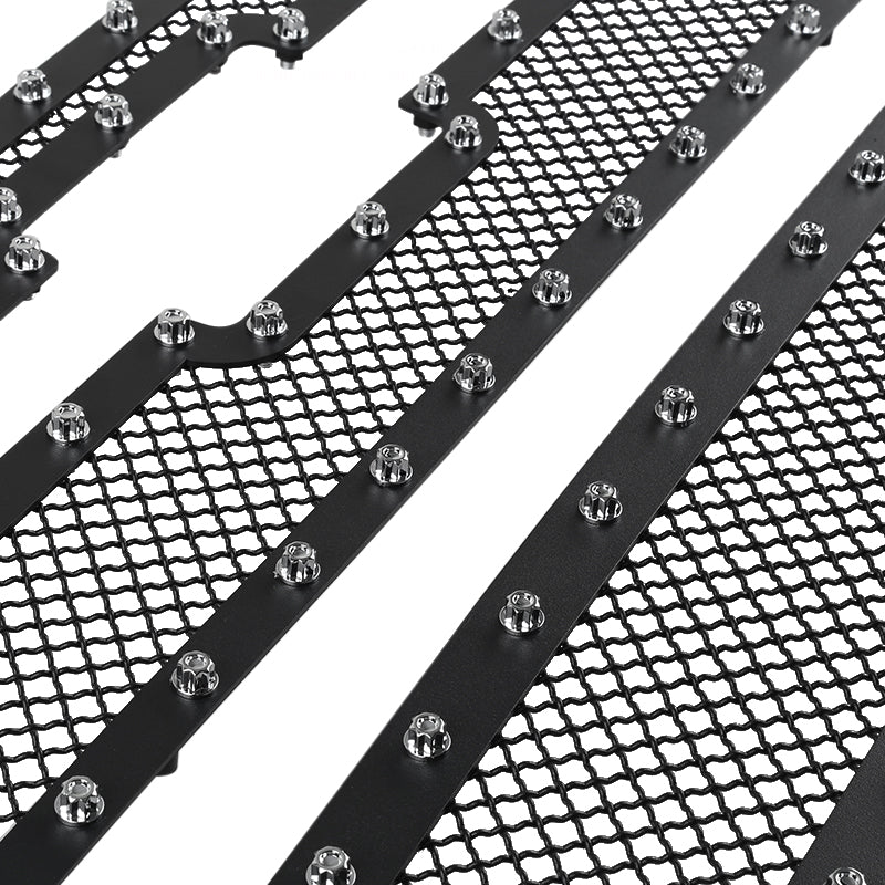 2007-2013 Chevrolet Silverado 1500/1500HD Rivet Style Black Stainless Steel 3PC Mesh Grille insert