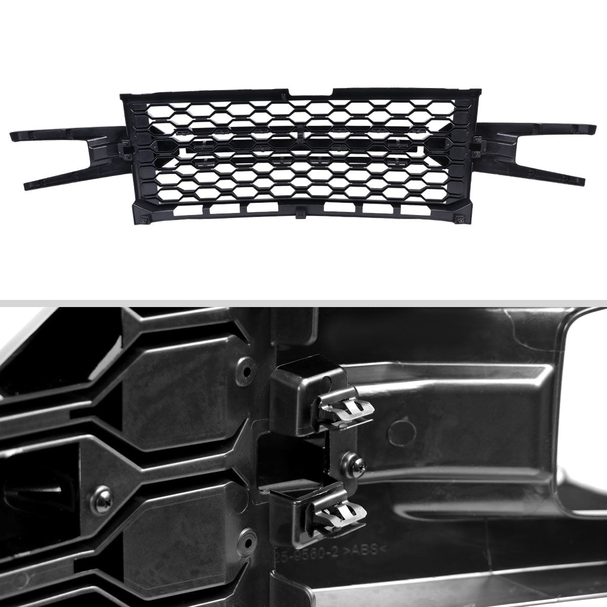 2019-2022 Chevrolet Silverado 1500 LT Glossy Black Honeycomb Hood Grille