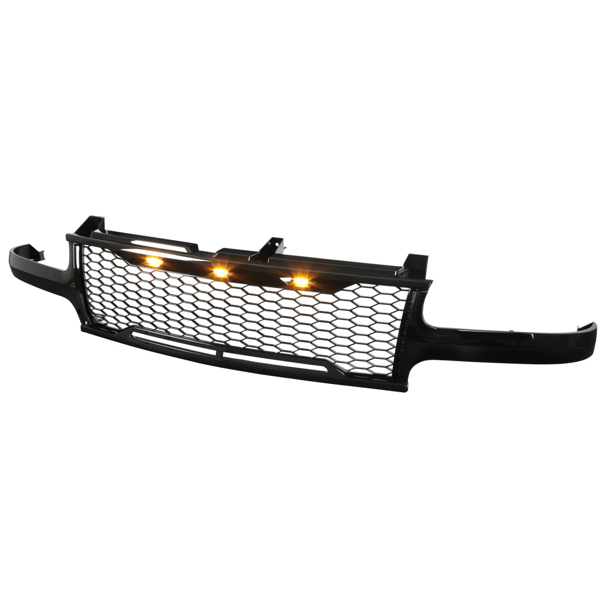 1999-2002 Chevrolet Silverado 1500/2000-2006 Tahoe/Suburban Glossy Black Mesh Replacement Grille w/ LED Lights