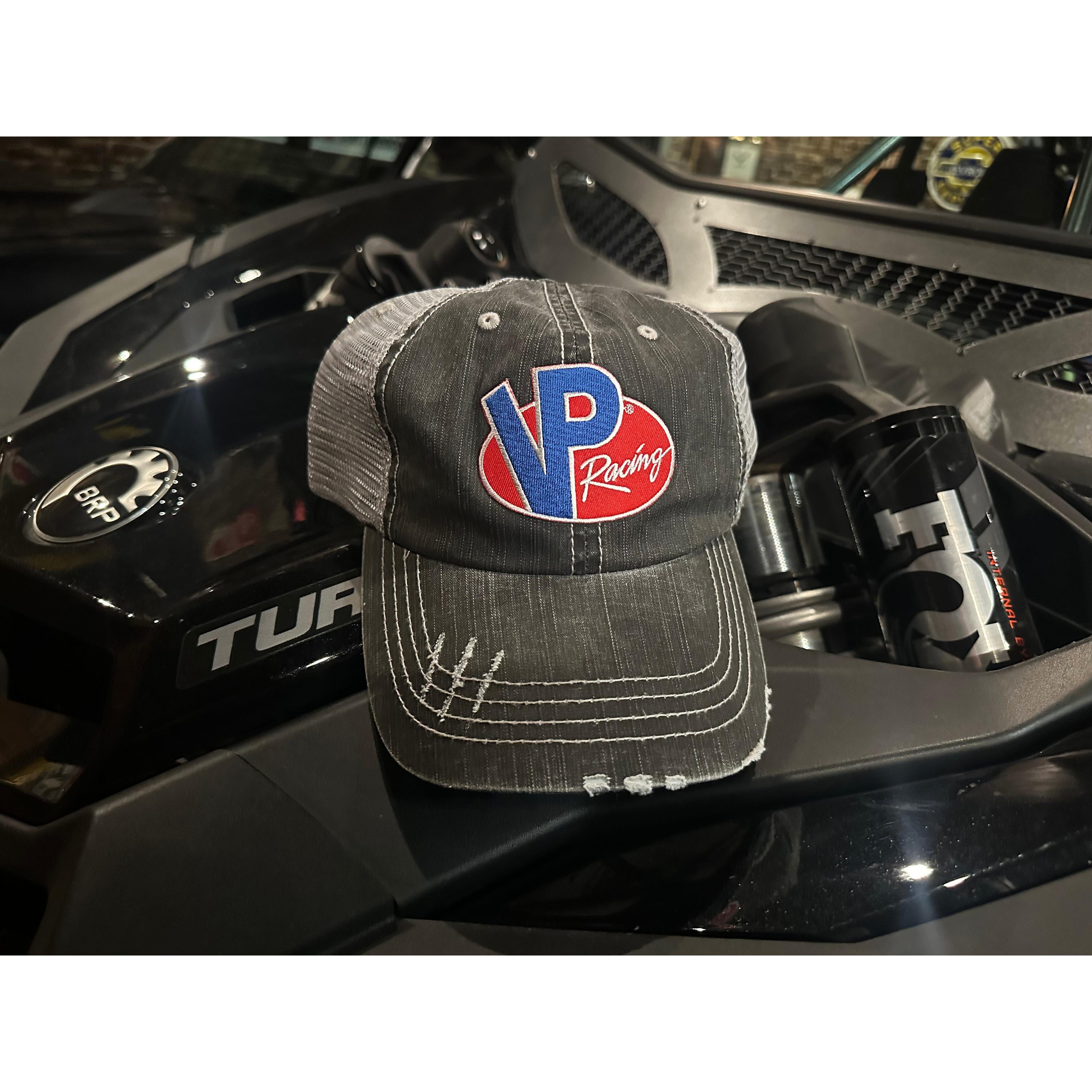 VP Racing Fuels Weathered Logo Cap - Low Profile Adjustable Trucker Hat - Grey-SR1 Performance