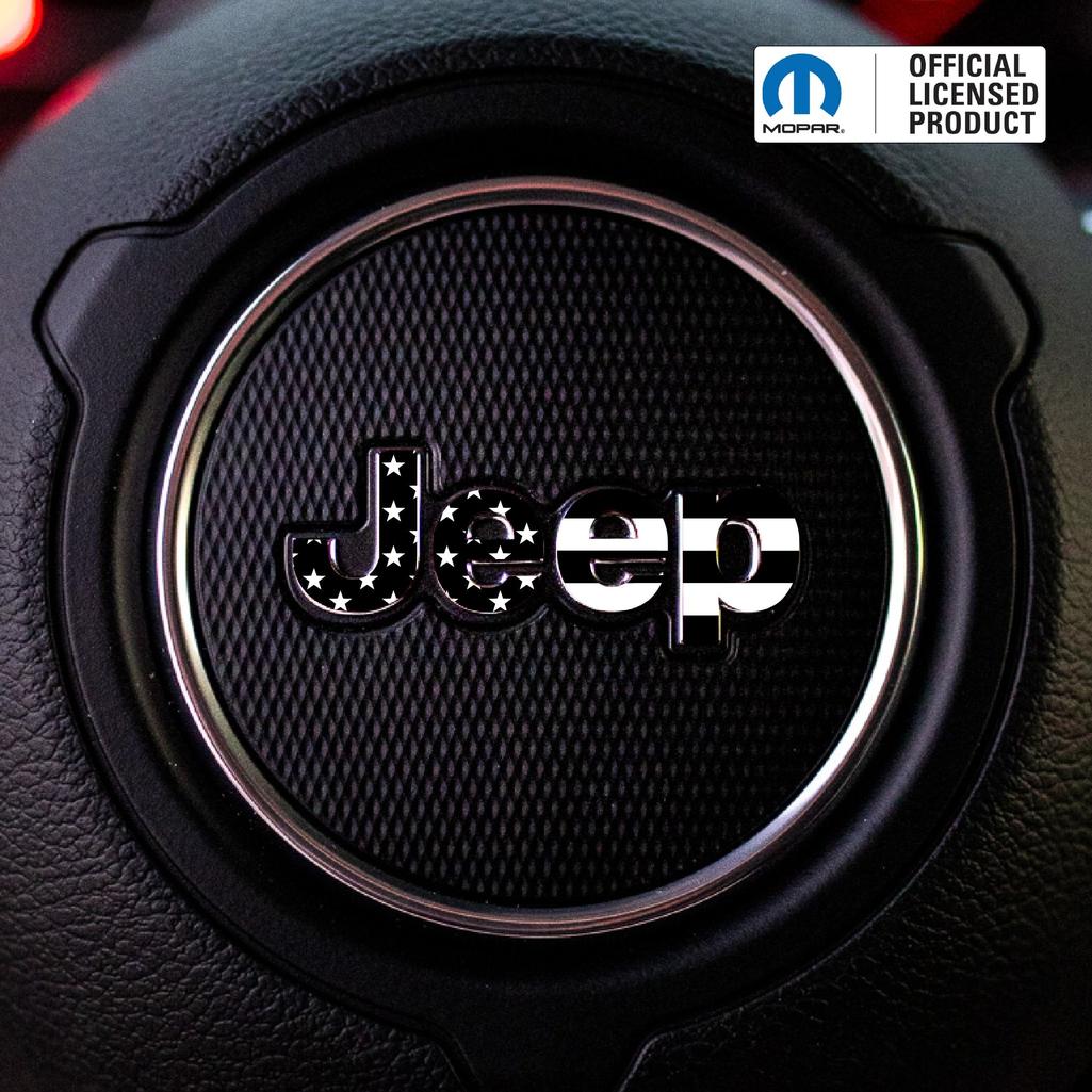 JEEP Steering Wheel Emblem Decal – American Flag Overlay