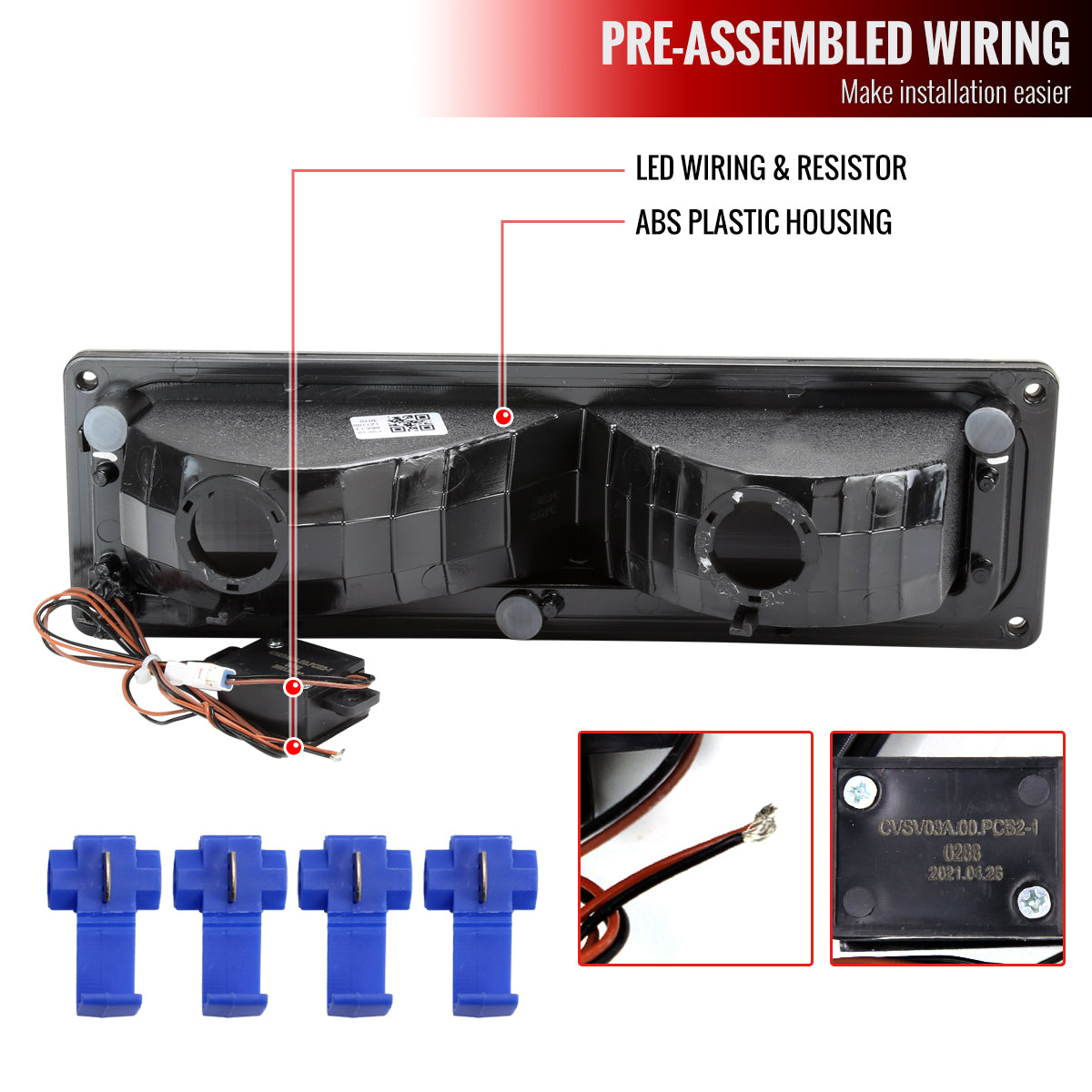 1988-1998 Chevrolet C10 GMC C/K LED Strip Bumper Corner Signal Lights (Matte Black Housing/Clear Lens)