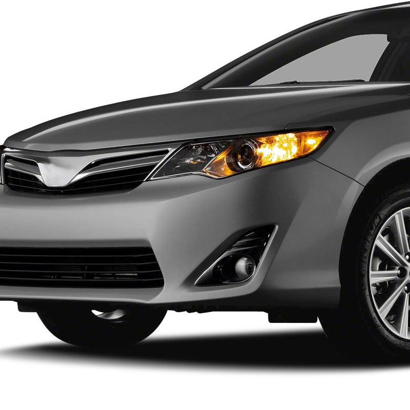 2012-2014 Toyota Camry SMD LED Projector Fog Lights w/ Switch, Wiring Harness, & Black Bezels (Chrome Housing/Clear Lens)
