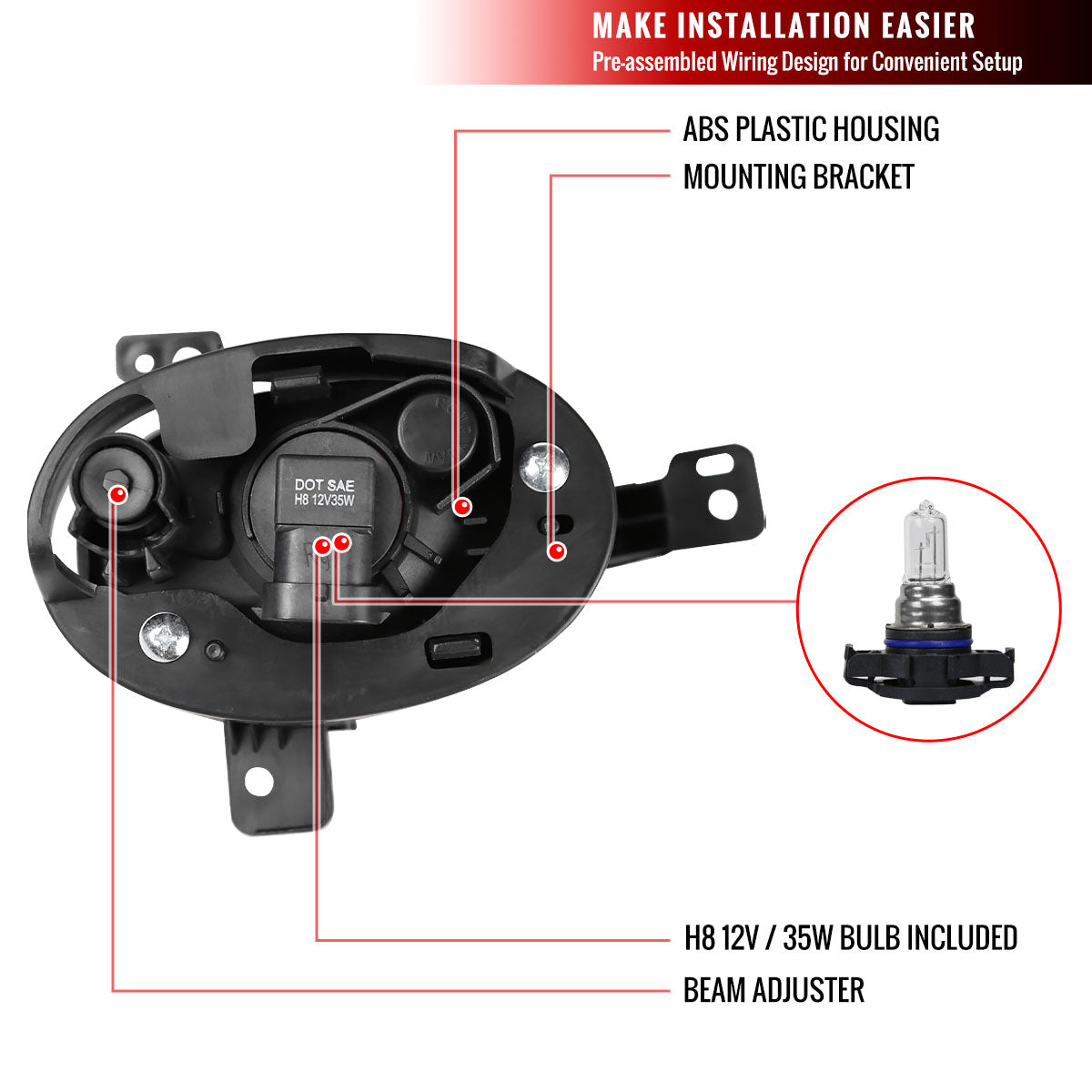 2016-2018 Honda HR-V/Vezel H8 Fog Lights Kit w/ Switch & Wiring Harness (Chrome Housing/Clear Lens)