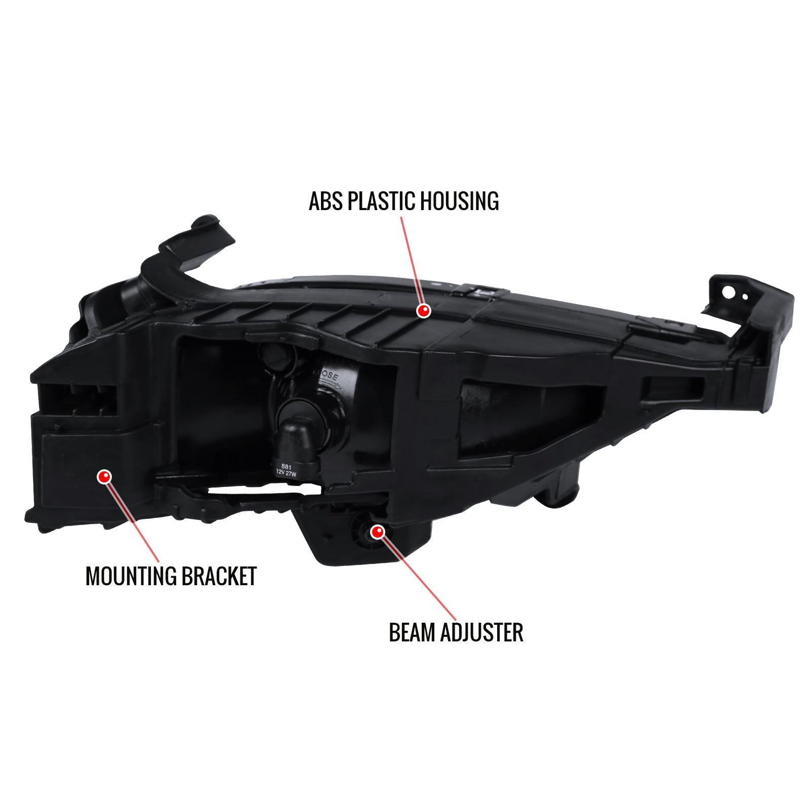 2011-2013 Hyundai Sonata 12V/27W 881 Fog Lights Kit (Chrome Housing/Clear Lens)