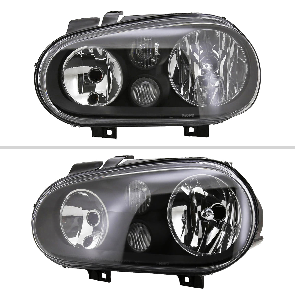 1999-2006 Volkswagen Golf Mk4 GTI/R32 Cabrio V2 Factory Style Headlights (Matte Black Housing/Clear Lens)