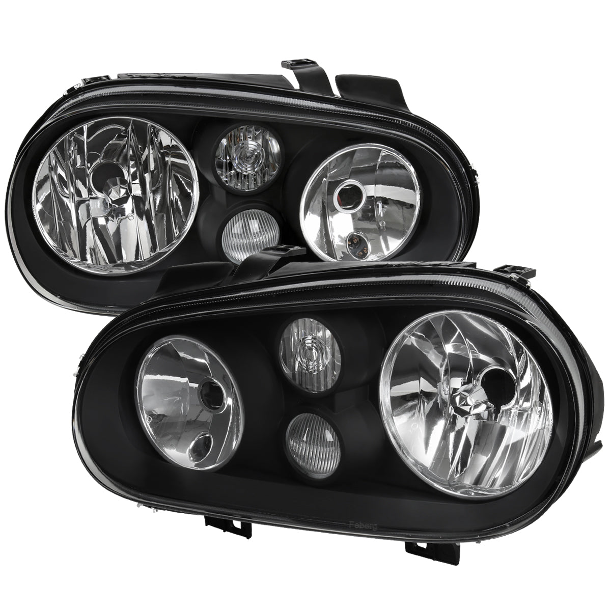 1999-2006 Volkswagen Golf Mk4 GTI/R32 Cabrio V2 Factory Style Headlights (Matte Black Housing/Clear Lens)