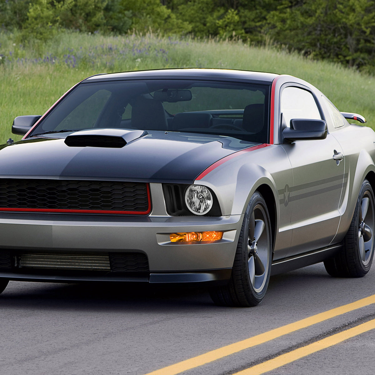 2005-2009 Ford Mustang LED Halo Factory Style Headlights (Matte Black Housing/Clear Lens)