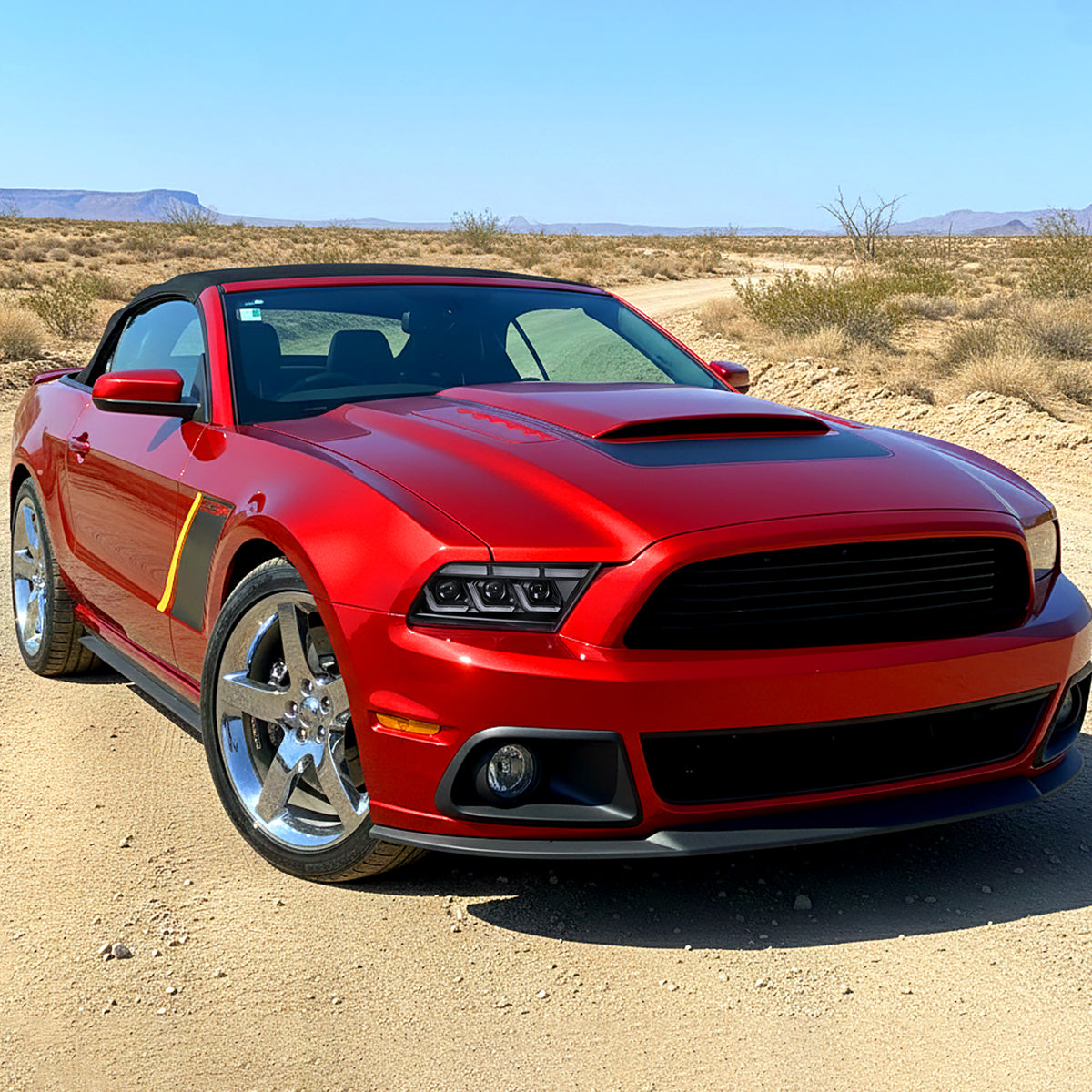 2010-2014 Ford Mustang Full LED Projector Headlights Sequential Turn Signal Switchback DRL (Matte Black Housing / Clear Lens)