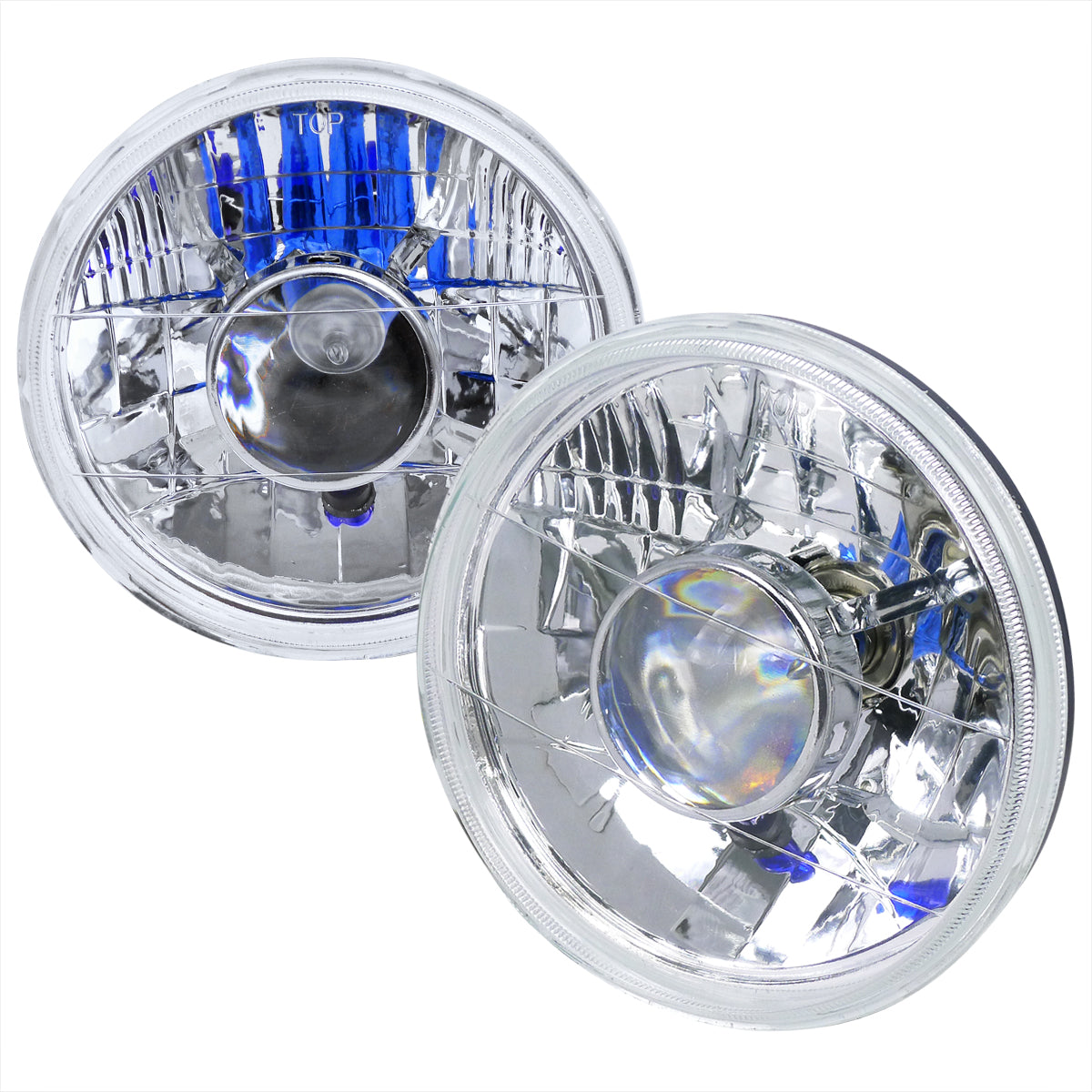 Universal 7" Round H4 Projector Headlights (Chrome Housing/Clear Lens)