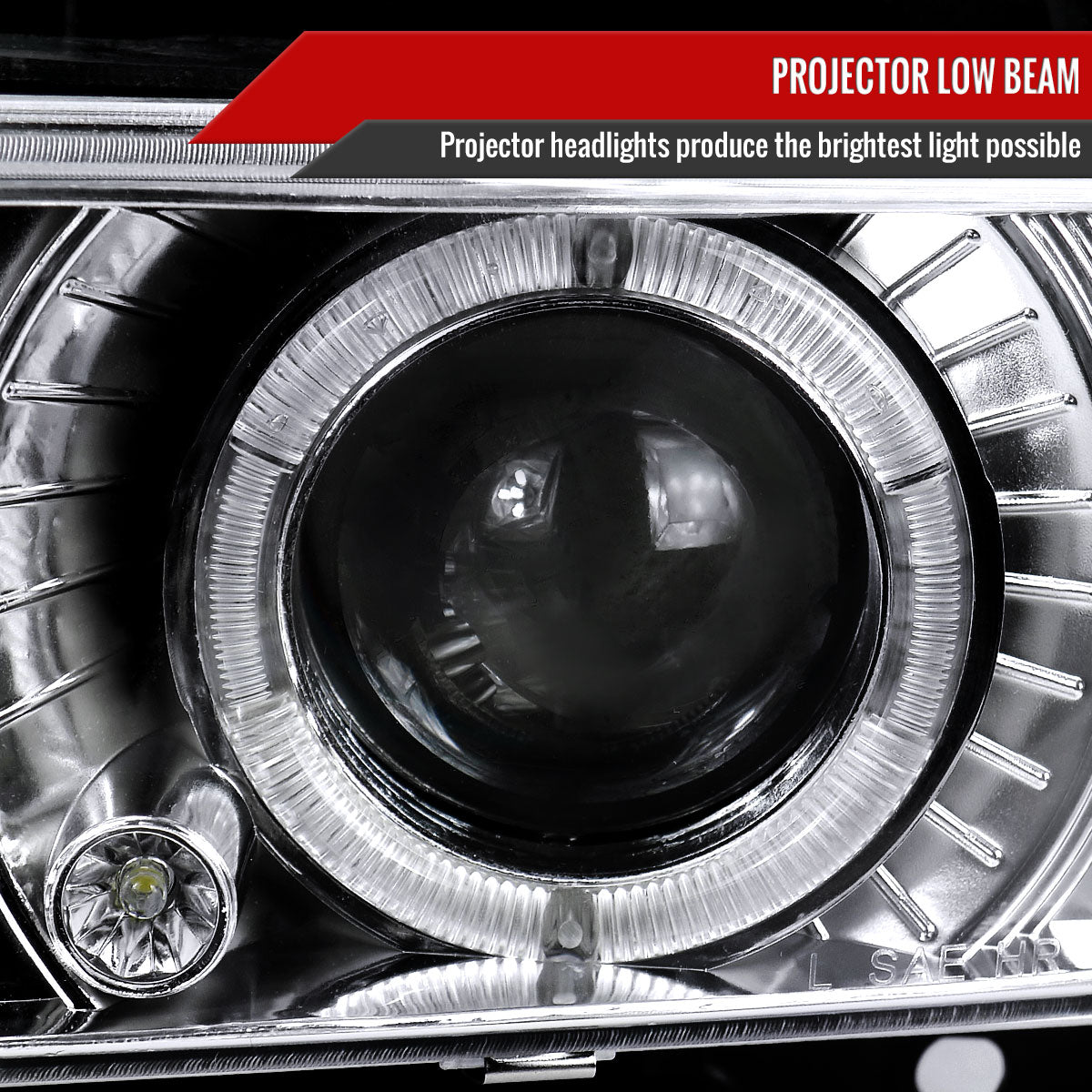 1988-1999 Chevrolet C/K C10/Blazer/Tahoe/Yukon/Sierra/Silverado Dual Halo Projector Headlights (Chrome Housing/Clear Lens)