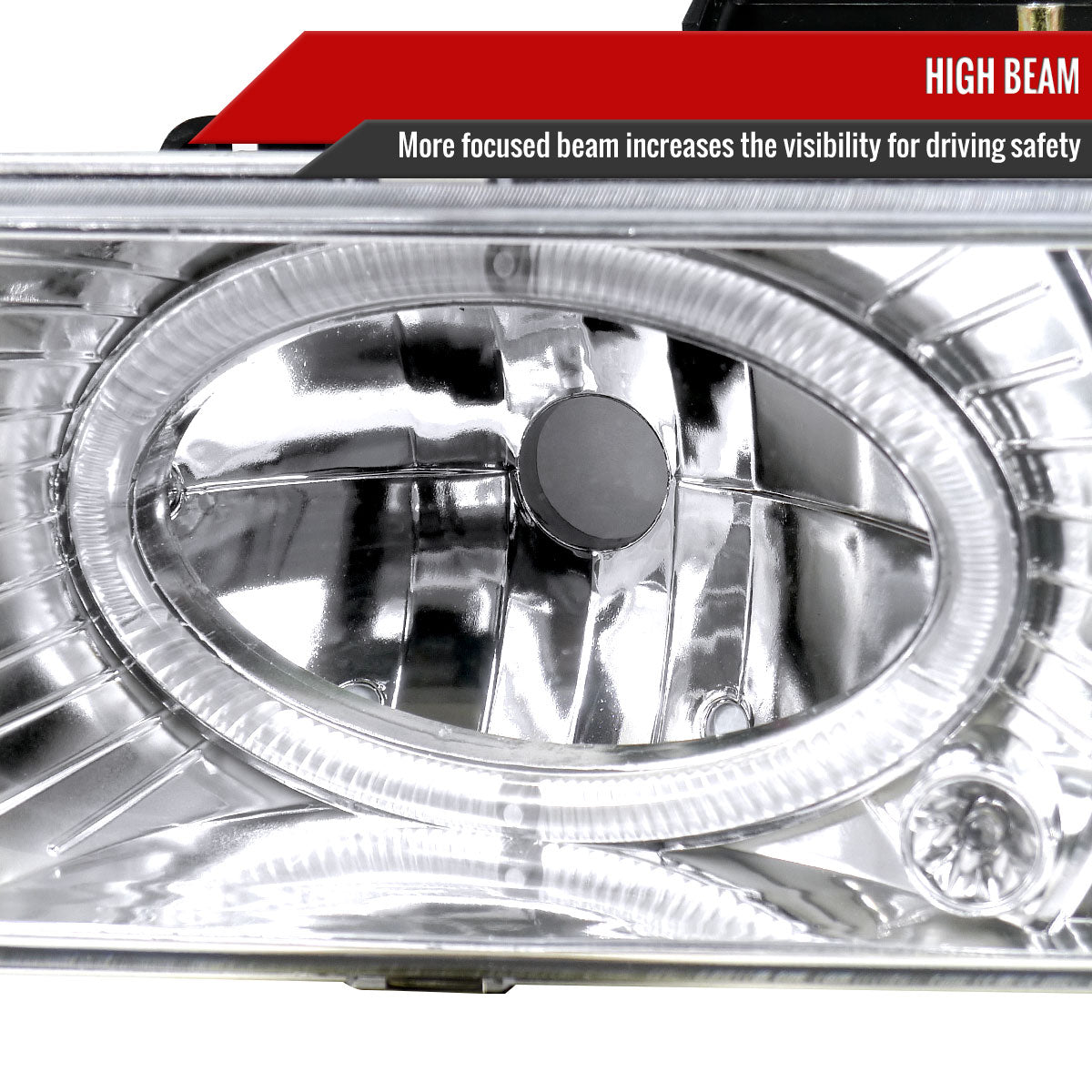 1988-1999 Chevrolet C/K C10/Blazer/Tahoe/Yukon/Sierra/Silverado Dual Halo Projector Headlights (Chrome Housing/Clear Lens)