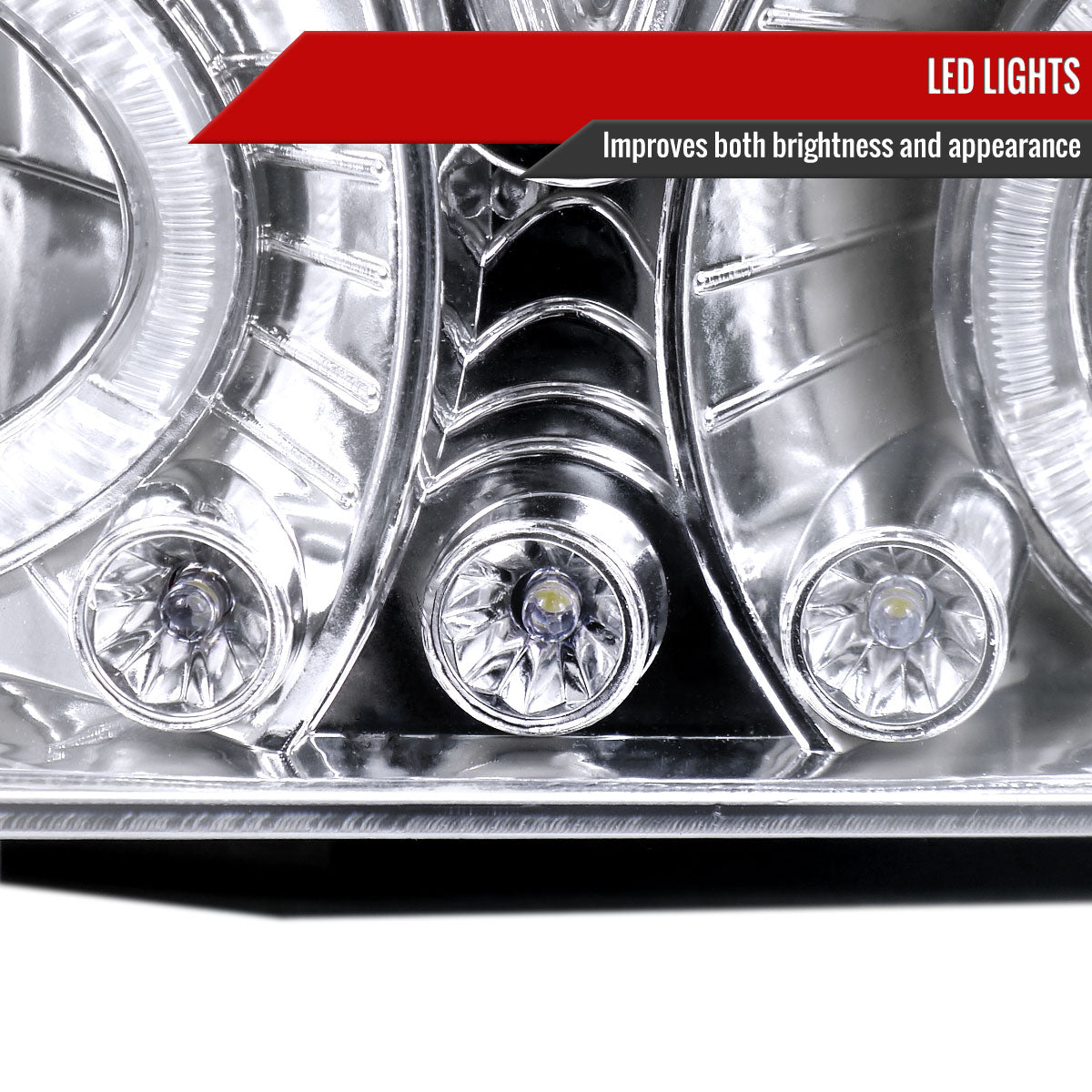 1988-1999 Chevrolet C/K C10/Blazer/Tahoe/Yukon/Sierra/Silverado Dual Halo Projector Headlights (Chrome Housing/Clear Lens)