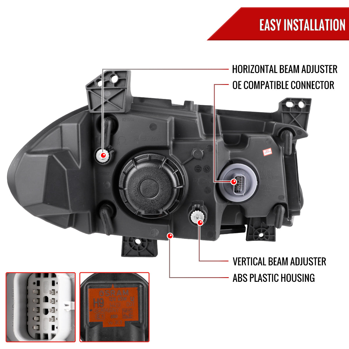 2015-2023 Dodge Charger LED Strip Projector Headlights w/ LED Sequential Turn Signal (Chrome Housing/Clear Lens)