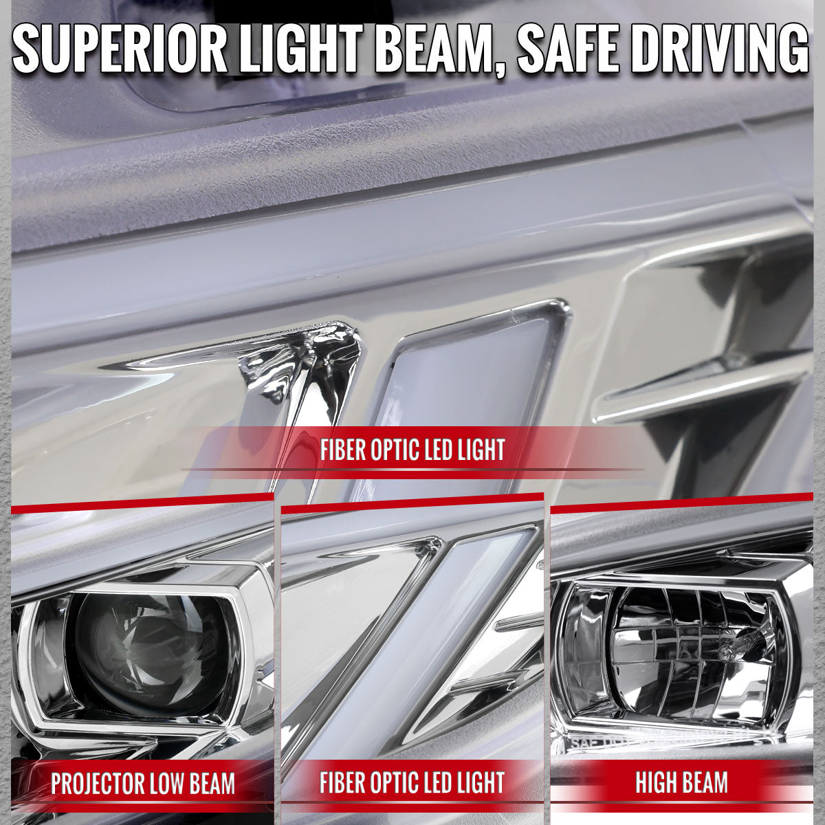 2016-2021 Honda Civic Projector Headlights w/ Switchback LED Sequential Turn Signals DRL Parking Light Strip (Chrome Housing / Clear Lens)
