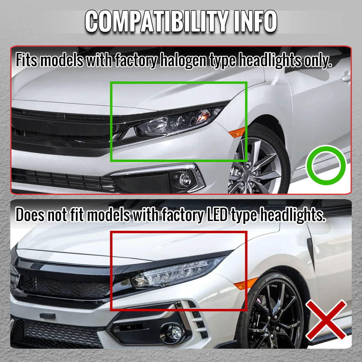2016-2021 Honda Civic Projector Headlights w/ Switchback LED Sequential Turn Signals DRL Parking Light Strip (Jet Black Housing / Clear Lens)