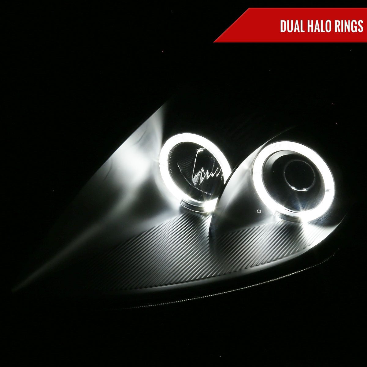 2000-2005 Mitsubishi Eclipse Dual Halo Projector Headlights (Matte Black Housing/Clear Lens)