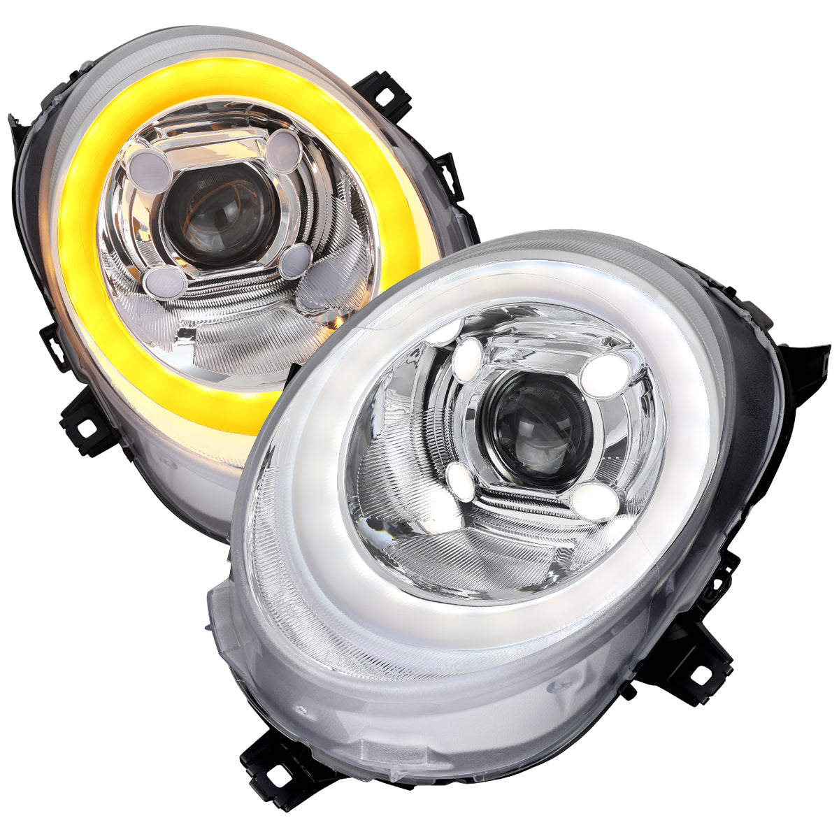 2014-2021 Mini Cooper F55 F56 F57 Projector Headlights Swithback LED DRL (Chrome Housing / Clear Lens)