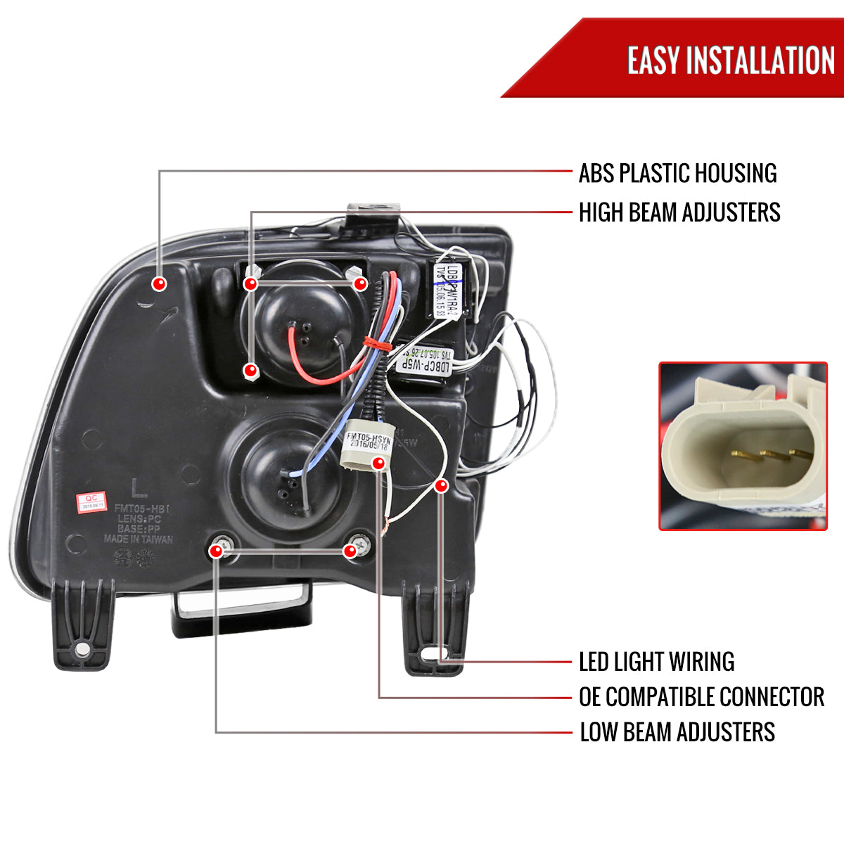 2005-2009 Ford Mustang Halo Projector Headlights (Jet Black Housing/Clear Lens)
