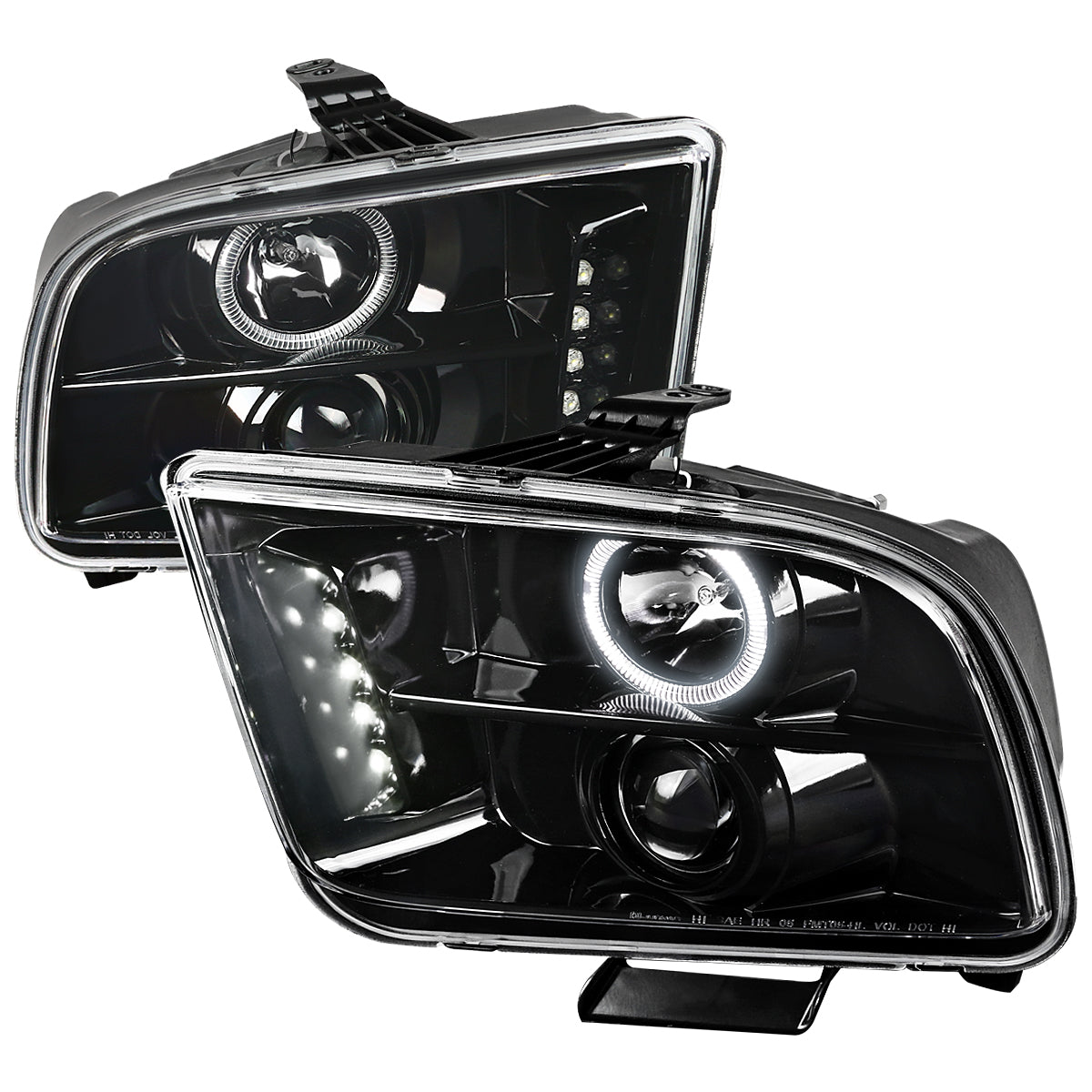 2005-2009 Ford Mustang Halo Projector Headlights (Jet Black Housing/Clear Lens)