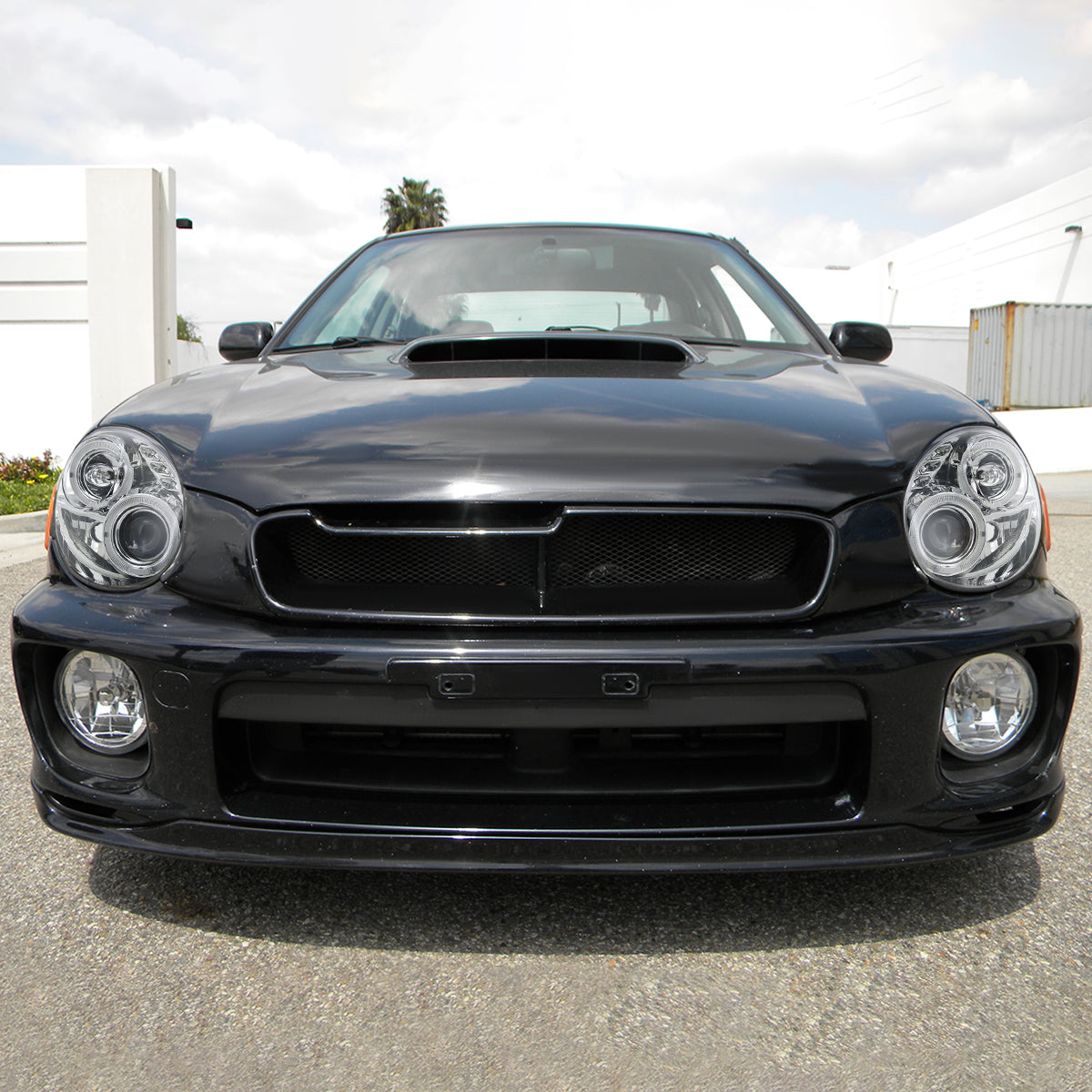 2002-2003 Subaru Impreza Dual Halo Bug Eye Projector Headlights (Chrome Housing/Clear Lens)