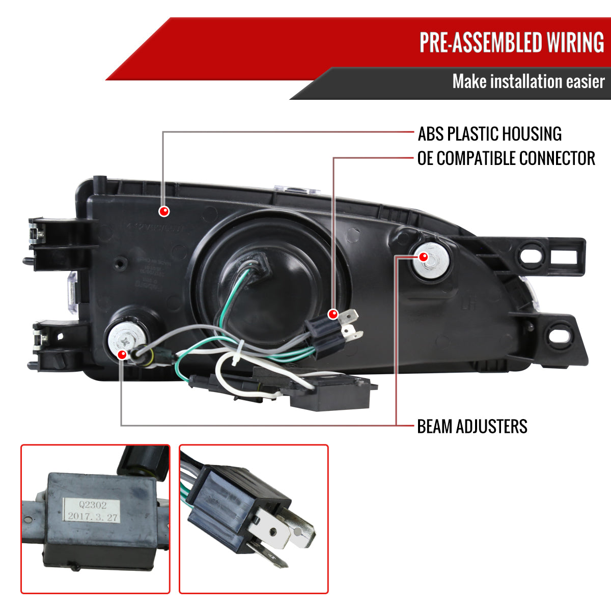 1995-2001 Subaru Impreza Retro Style Projector Headlights (Matte Black Housing/Clear Lens)