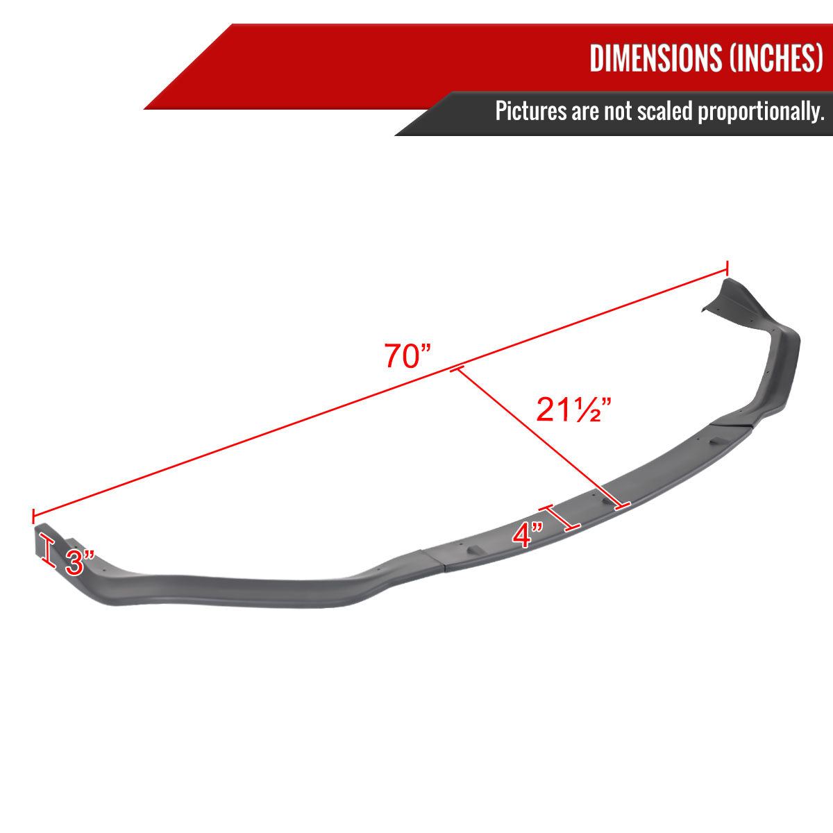 2014-2016 Lexus IS250 F-Sport Matte Black 3PC Front Bumper Lip Splitter Kit