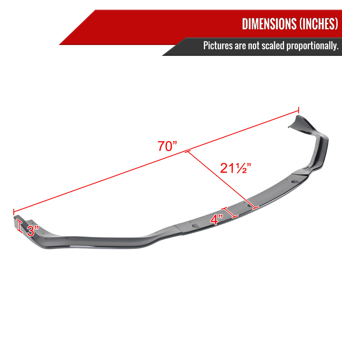 2014-2016 Lexus IS250 F-Sport Glossy Black 3PC Front Bumper Lip Splitter Kit