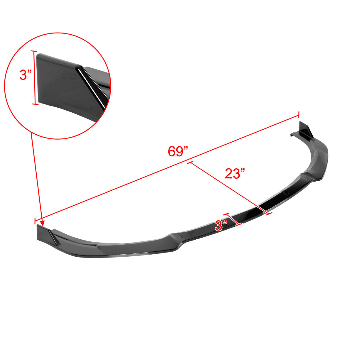2010-2011 Mazda 3 S-Sport Glossy Black 3PC Front Bumper Lip Splitter Kit