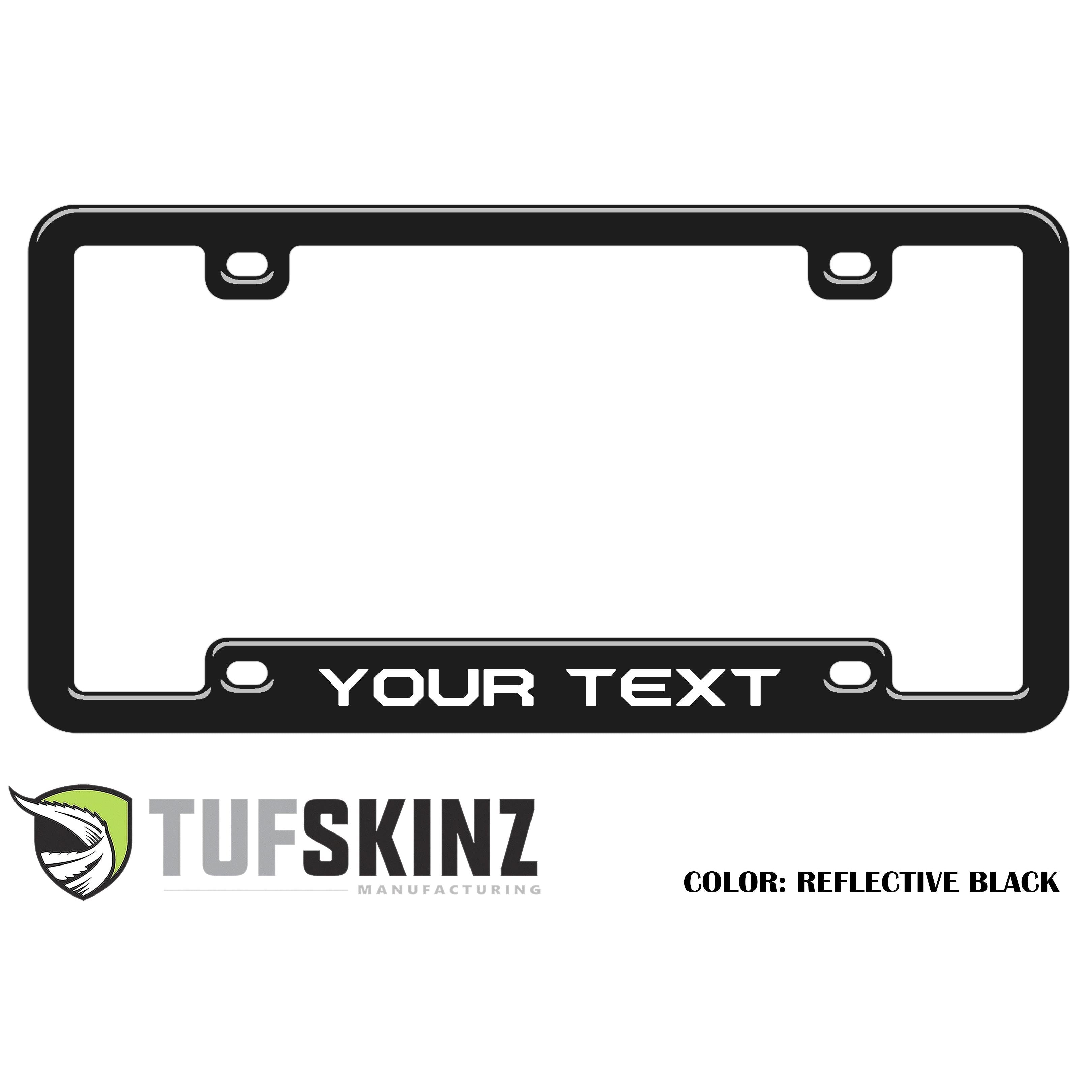 License Plate Frame Accent Trim Fits 0-0 Universal Reflective Black