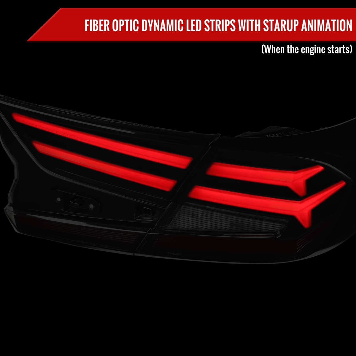 2018-2022 Honda Accord Sedan Red LED Sequential Signal Tail Lights (Matte Black Housing/Smoked Lens)