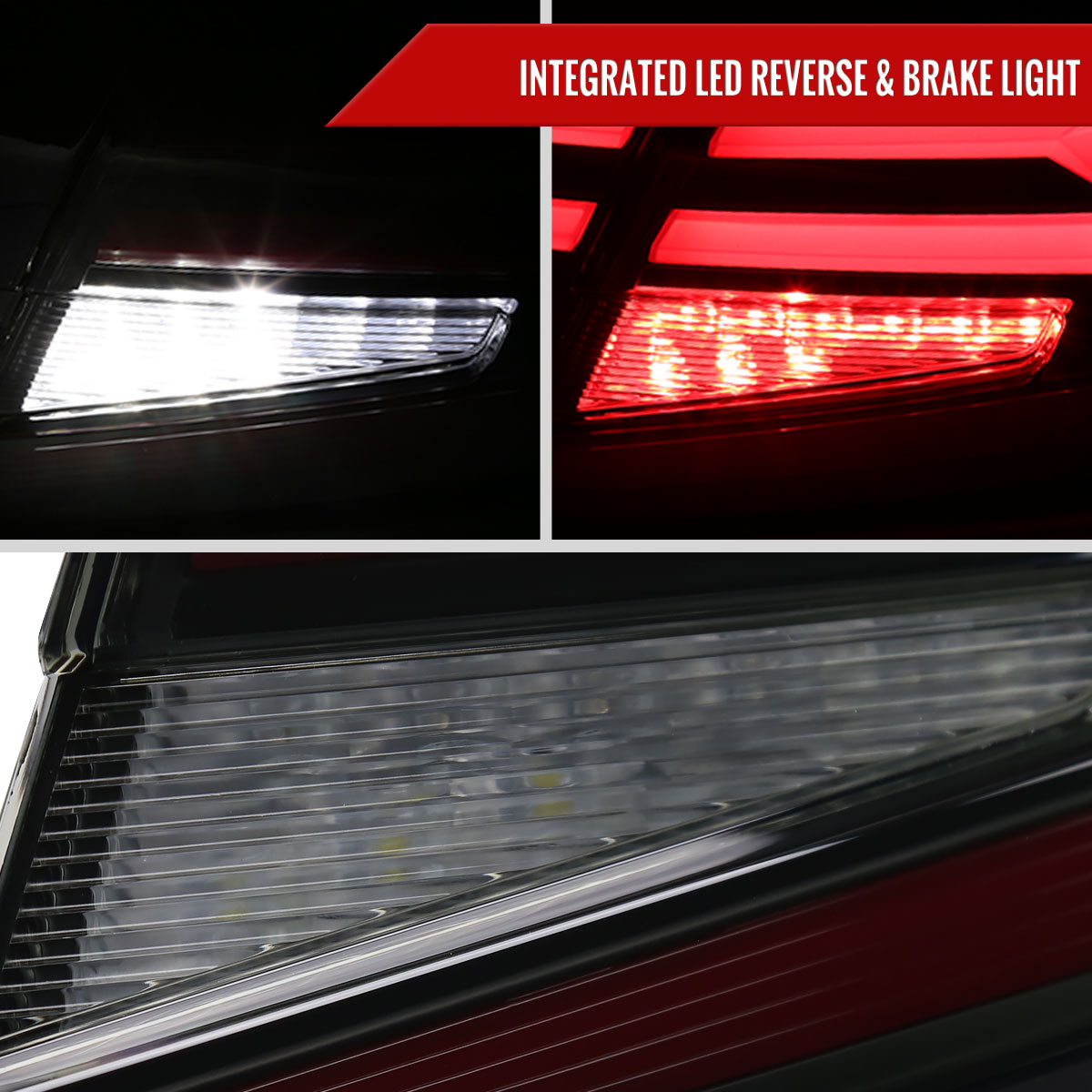 2018-2022 Honda Accord Sedan Red LED Sequential Signal Tail Lights (Matte Black Housing/Smoked Lens)