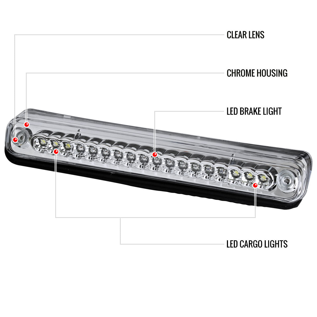 1994-2000 Chevrolet GMC C/K LED 3rd Brake Light (Chrome Housing/Clear Lens)