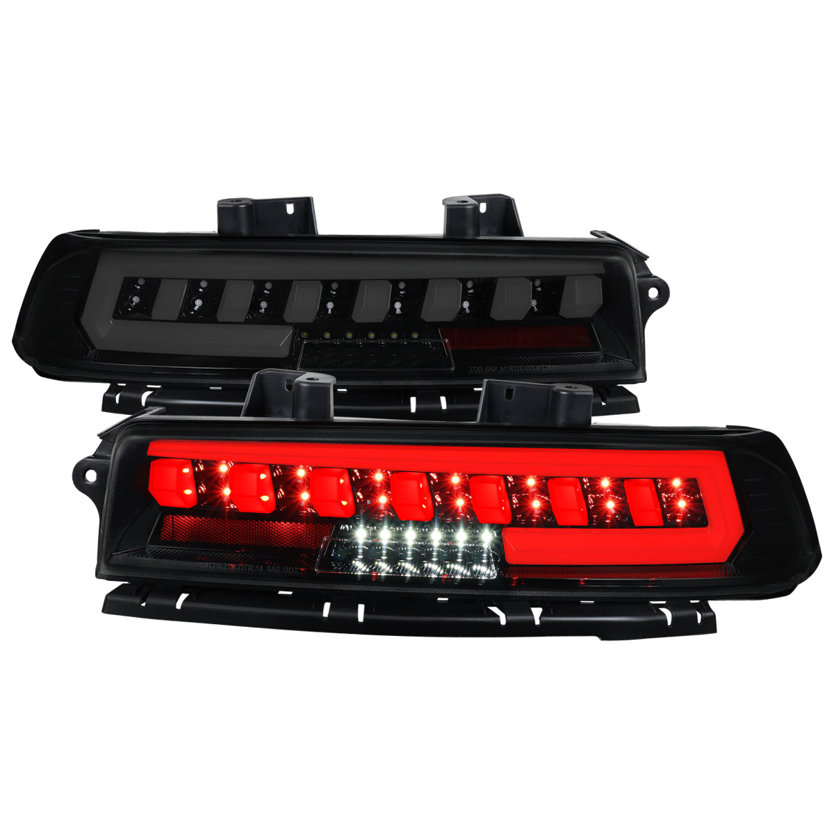 2014-2015 Chevrolet Camaro Full LED Sequential Tail Light (Glossy Black Housing / Smoked Lens)