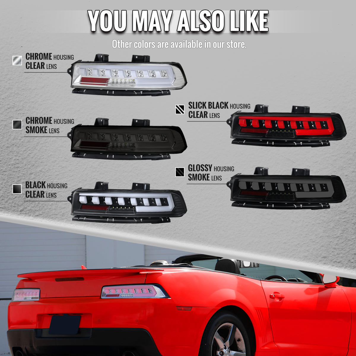 2014-2015 Chevrolet Camaro Full LED Sequential Tail Light (Black Housing / Clear Lens)