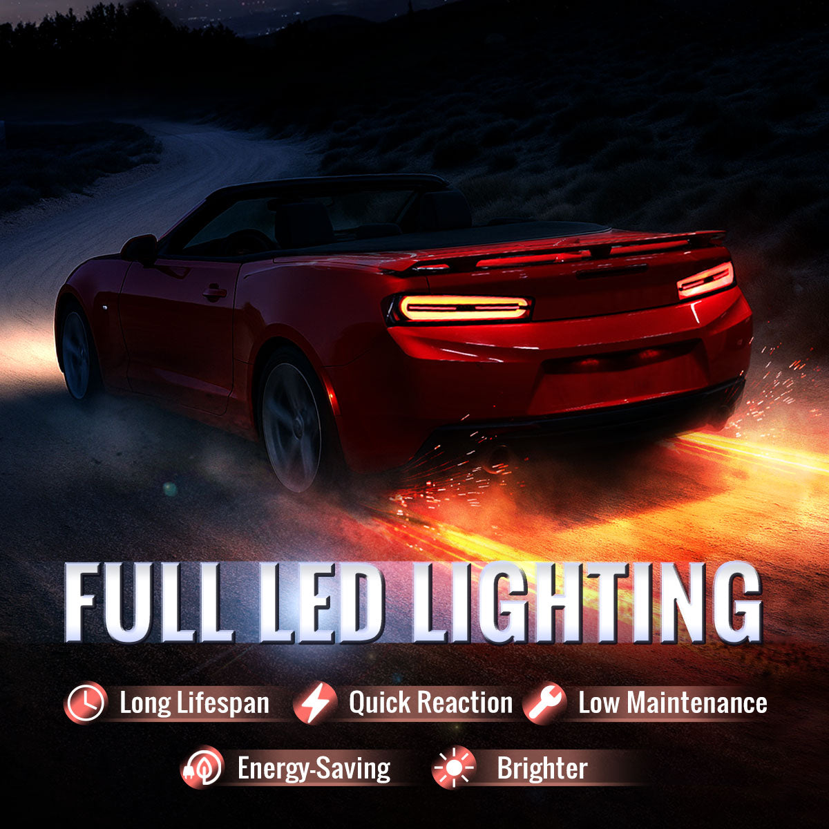 2016-2018 Chevrolet Camaro Full LED Sequential Tail Light (Black Housing / Clear Lens)