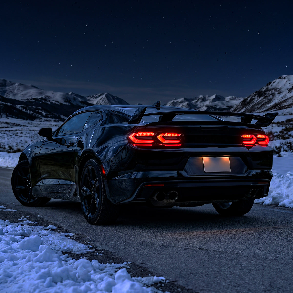 2019-2024 Chevrolet Camaro Sequential LED Turn Signal C8-Style Tail Lights (Black Housing / Clear Lens)