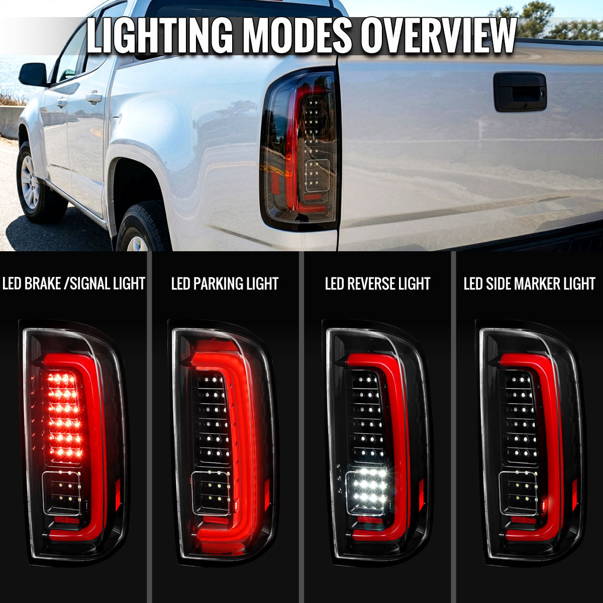 2015-2022 Chevrolet Colorado GMC Canyon Full LED Sequential Tail Lights (Jet Black Housing / Clear Lens)
