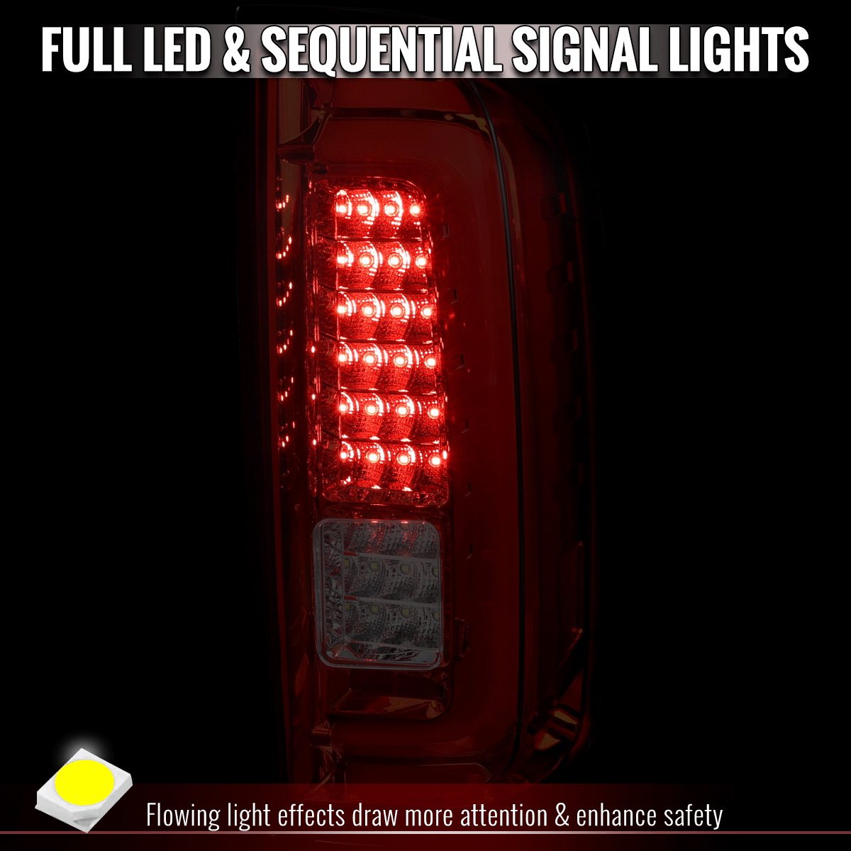 2015-2022 Chevrolet Colorado GMC Canyon Full LED Sequential Tail Lights (Chrome Housing / Red Clear Lens)